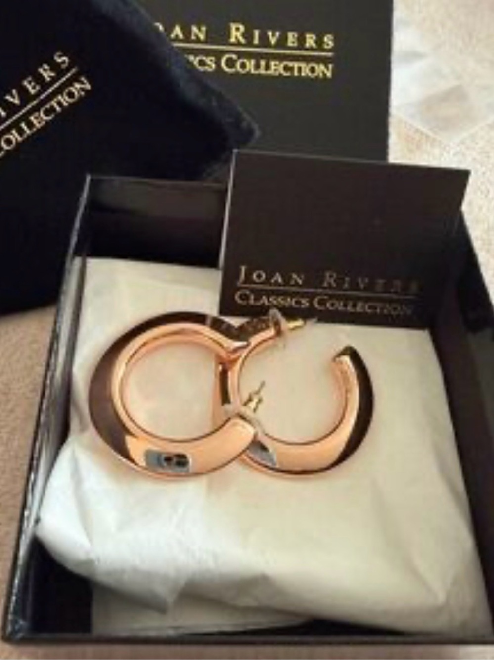 Joan Rivers Rose Gold Tone Hoop Earrings